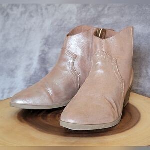 Women's Western Dusty Rose/Rose Gold Glittery Ankle Boots Sz 9 Faux Leather